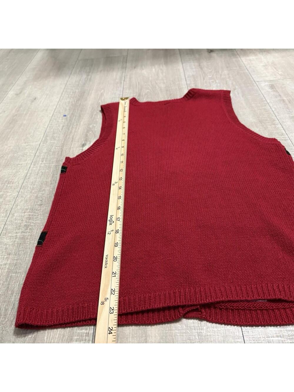 Capacity Vintage Red Knitted Christmas Sweater Vest Women Petite M Holiday Dogs - Picture 7 of 7
